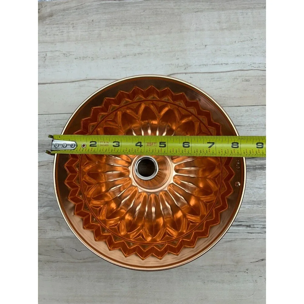 Vtg Nonstick 6 Cups Copper Finish Fluted Bund Mold Cake Baking Pan